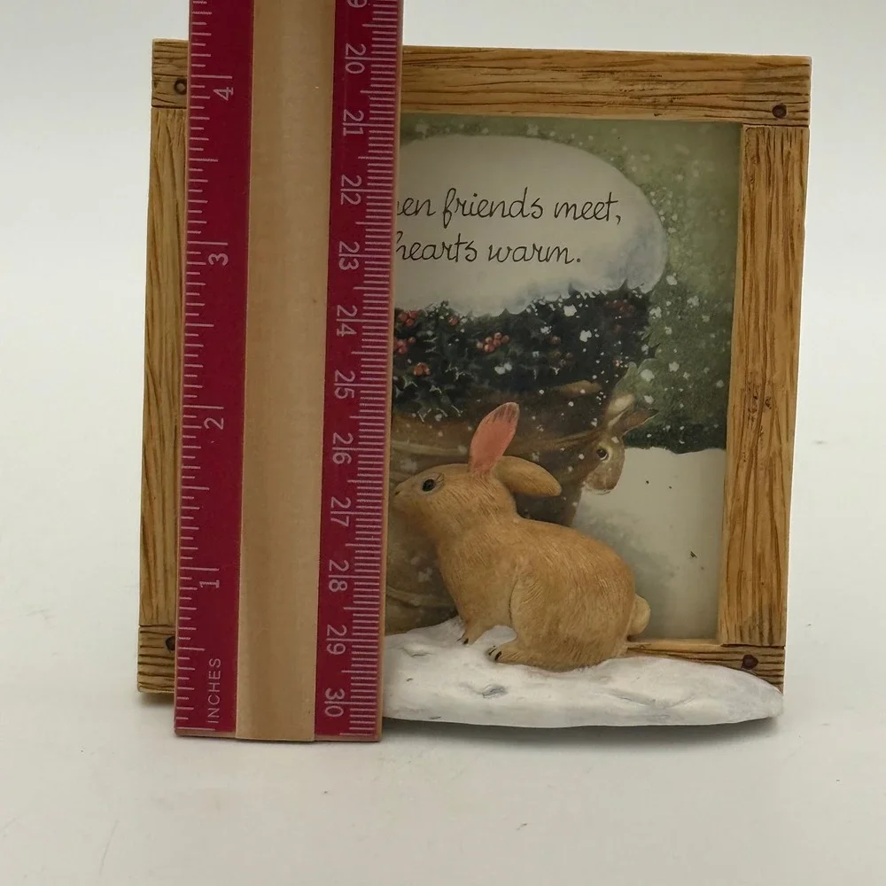 Marjolein Bastin Nature Sketchbook 3D Bunny Winter Resin Frame 4x4 Friends Quote